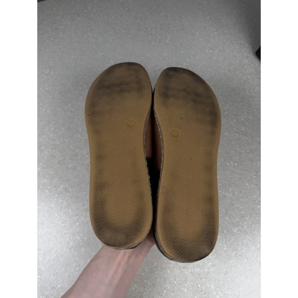 Charix Atelier Camel & Black Slip On Artisan Leather Flats Shoes‎ Sz 37 US 7